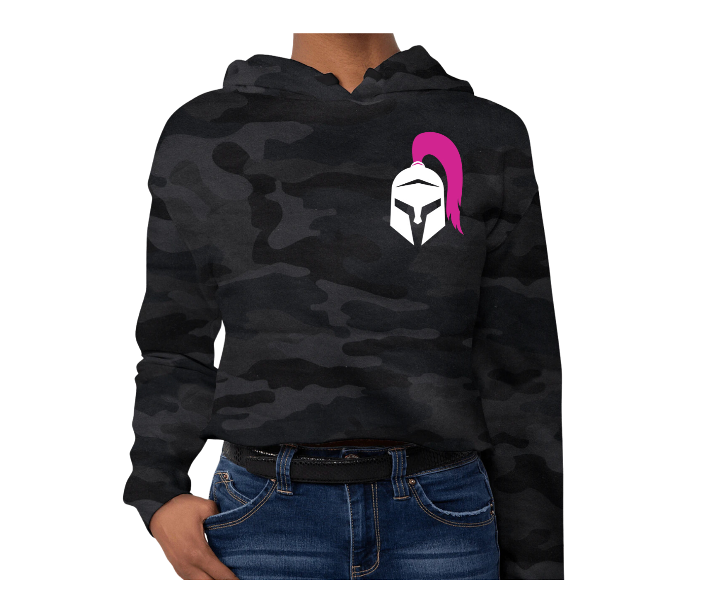 WarriorBabe Cropped Camo Hoodie