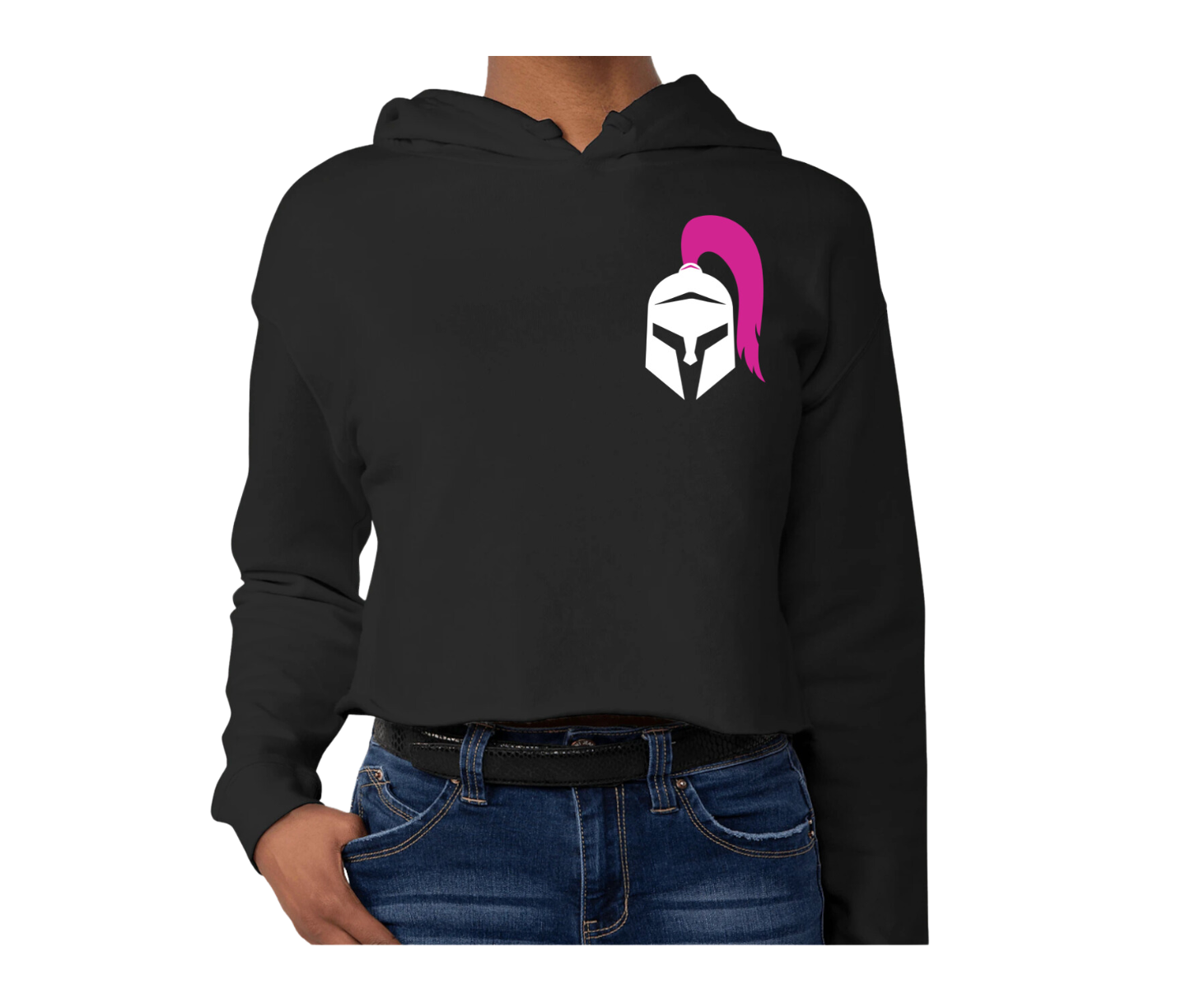 WarriorBabe Cropped Black Hoodie